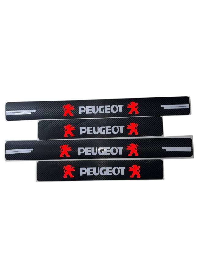 Generic Carbon Fiber Door Sill Protector Strip with Peugeot Logo - Scratch Resistant - Easy to Install - Suitable for All Peugeot Cars  - Image 1