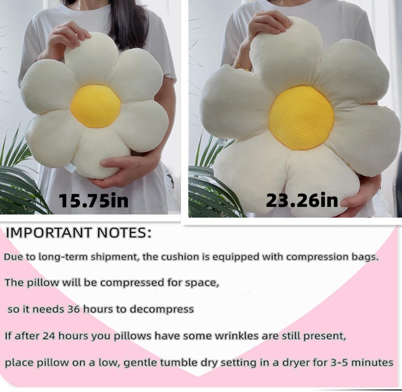 Vdoioe Flower Pillow, Cute Daisy Decorative Throw Pillow Cushion 15.75" White Home Decorative Pillows for Bed, Sofa, Couch - Image 5