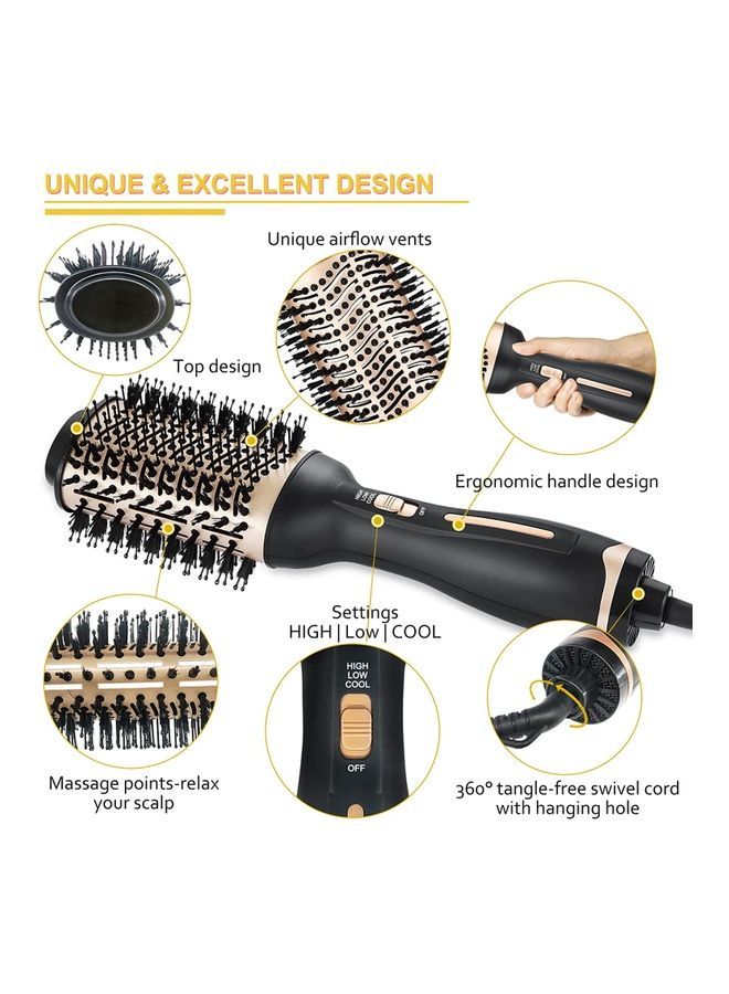 NIBEMINENT Hair Volumizer Hot Air Brush Black/Gold - Image 2