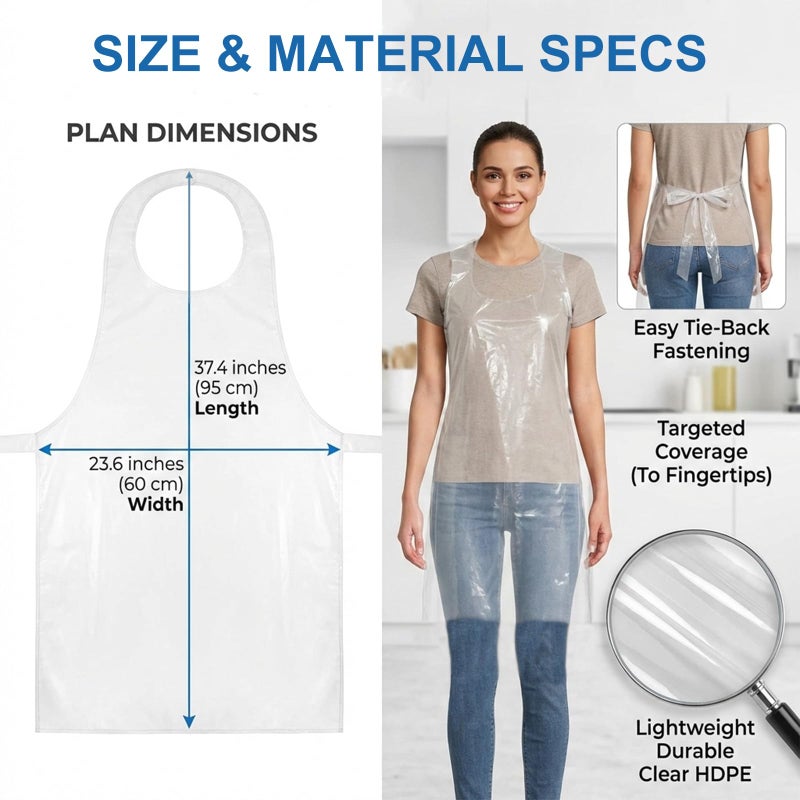 Bluelark Disposable Aprons (50 Count) Waterproof Plastic Apron For Painting, Cooking, Housework, and Picnics - Individually Packaged - Image 5