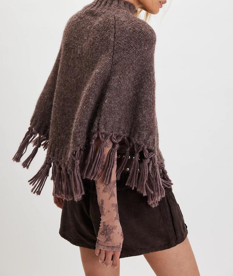 Argeousgor Women Tassel Poncho Sweater Y2K Knitted Pullover Poncho Shawl Lightweight Fringe Wrap Cardigan Knitwear Cape - Image 3