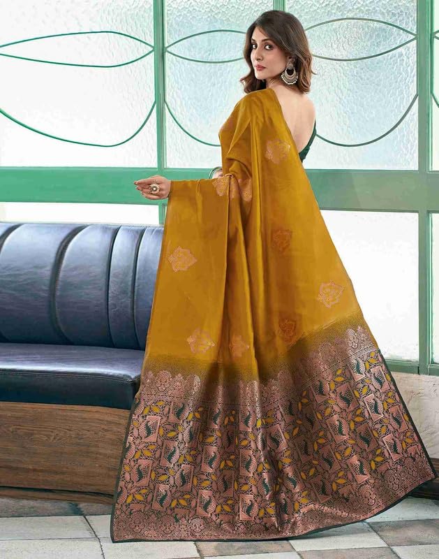 NoseQueen women fashion Multi-Colored banarasi silk saree | Cotton saree for farewell with UnStitched Blouse Piece - Image 3