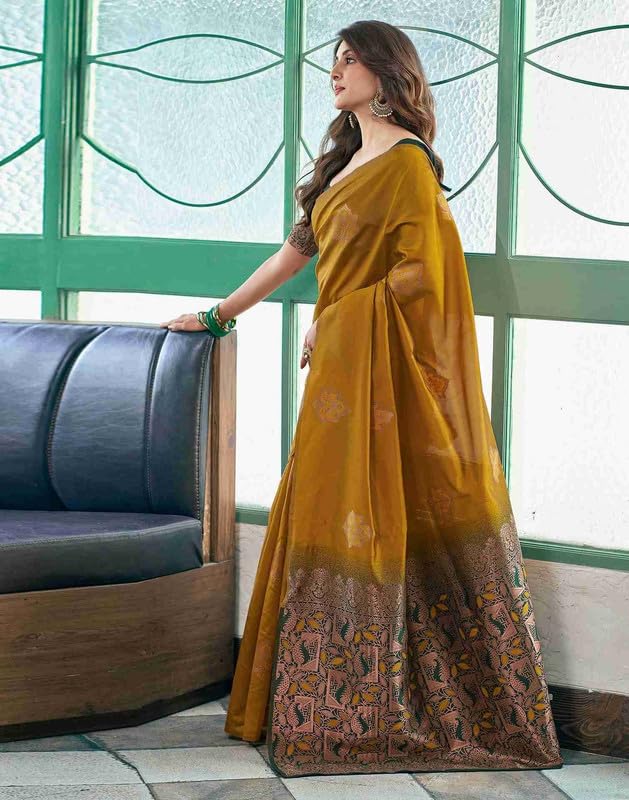 NoseQueen women fashion Multi-Colored banarasi silk saree | Cotton saree for farewell with UnStitched Blouse Piece - Image 2