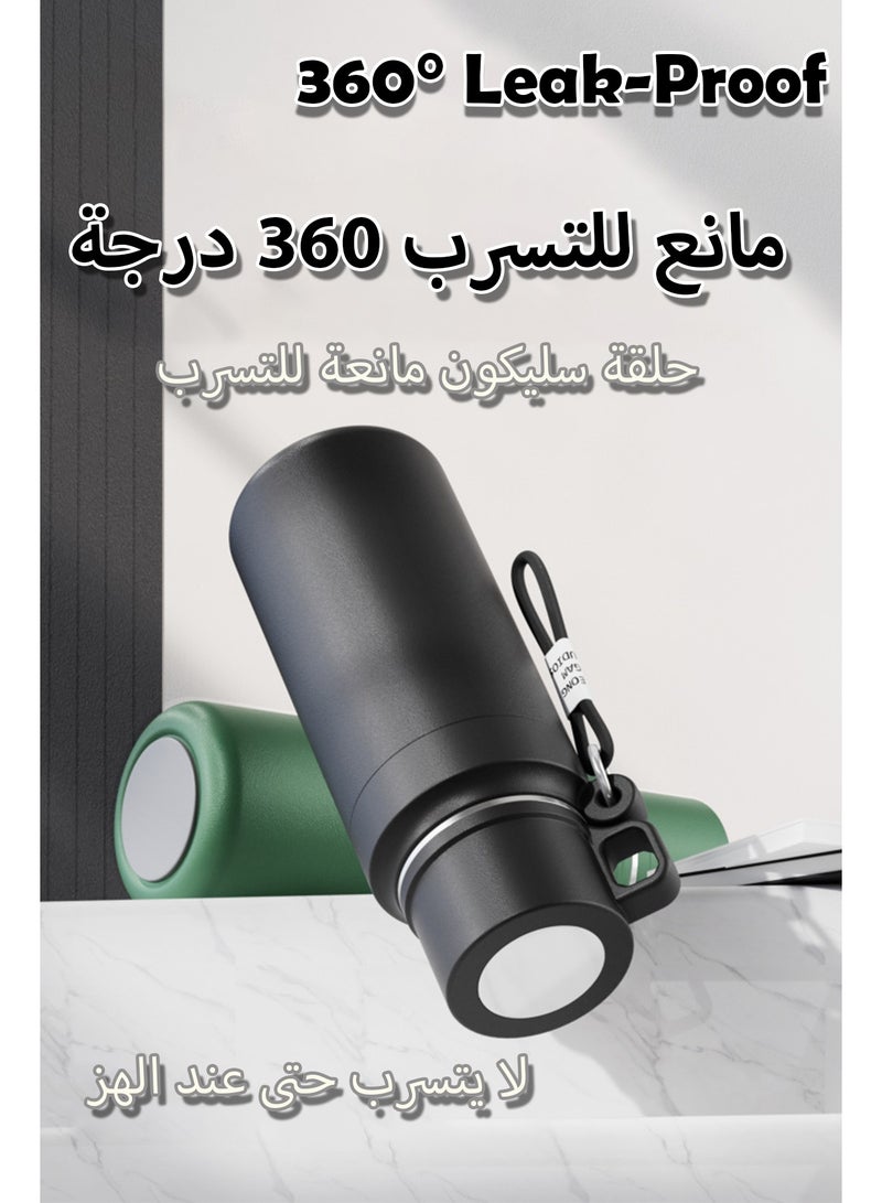 ترموس ستانلس ستيل مع كوب 1000مل عازل زجاجة رياضية مشروبات باردة مثلجة مشروبات ساخنة - Image 2