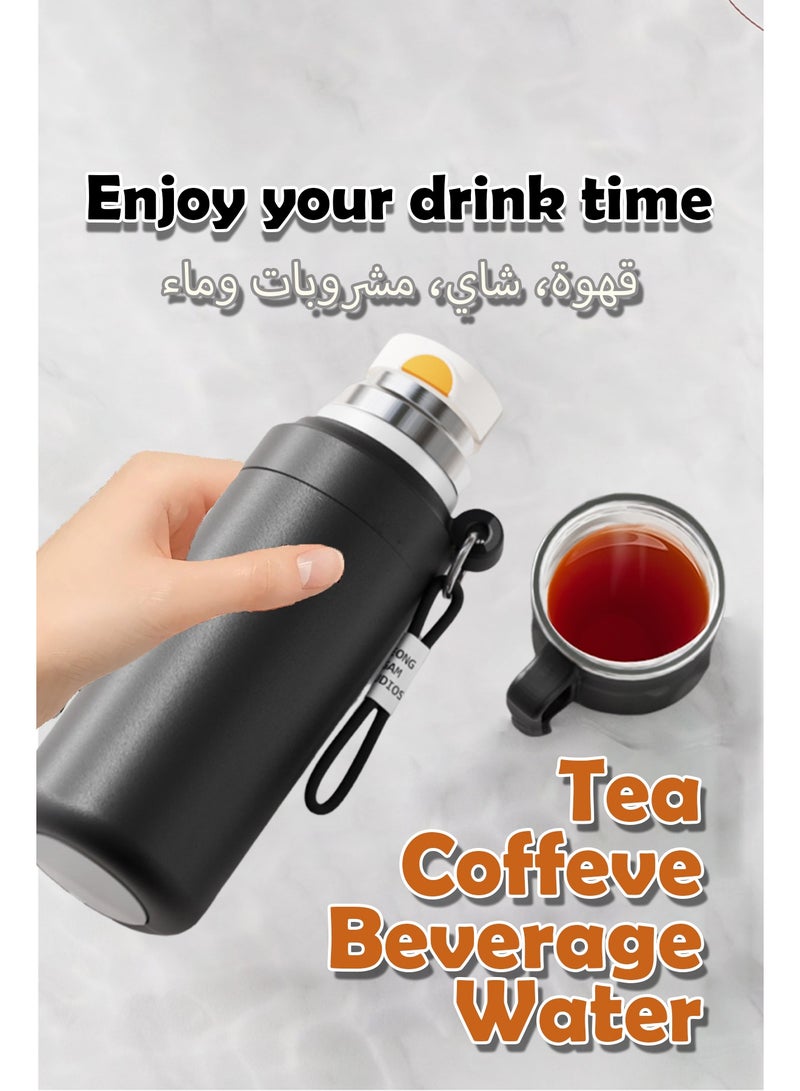 ترموس ستانلس ستيل مع كوب 1000مل عازل زجاجة رياضية مشروبات باردة مثلجة مشروبات ساخنة - Image 4