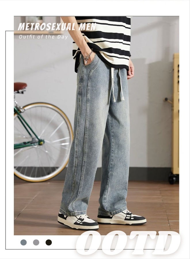 American casual straight pants，Jeans  - Image 3