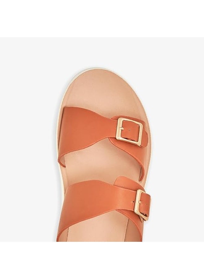 NDURE Women's Brown Buckled Slides - Image 2