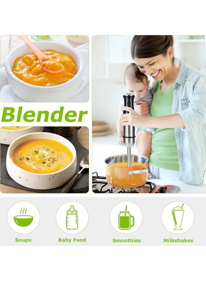 إيسي خلاط غاطس، خلاط يدوي 1000 واط، مجموعة خلاط 5 في 1 مع خفاقة، مفرمة، كوب عصير وعصا جبن - Image 3