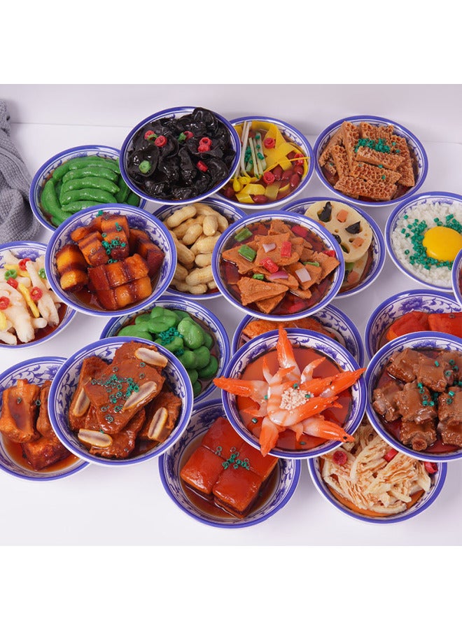1:1 Simulation Dishes Small Bowl Dishes Model Fake Food Chinese Food Sugar Water Bowl Movie And TV Short Play Eating And Broadcasting Shooting Props-Color:24# Large Bowl · Braised Pork