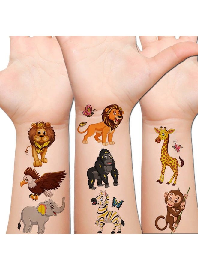Hohamn Glitter Animal Temporary Tattoos for Kids - 50 Styles Zoo Jungle Animal Fake Tattoos for Boys Girls Birthday Party Supplies, Baby Shower - Image 1