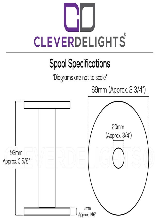 CleverDelights Plastic Spools - 3 5/8" x 2 3/4" - Black - 5 Pack - Image 2