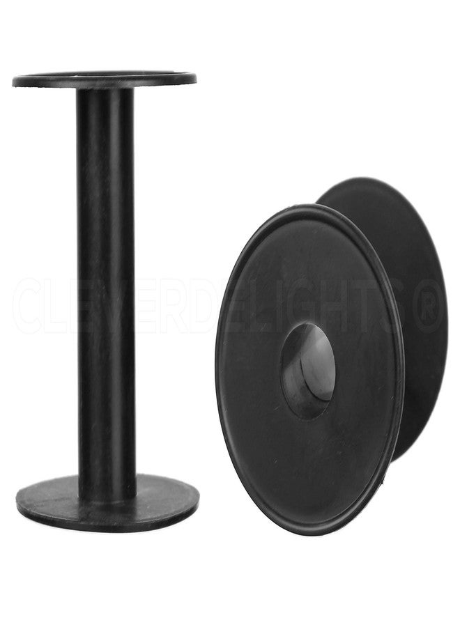 CleverDelights Plastic Spools - 3 5/8" x 2 3/4" - Black - 5 Pack - Image 1