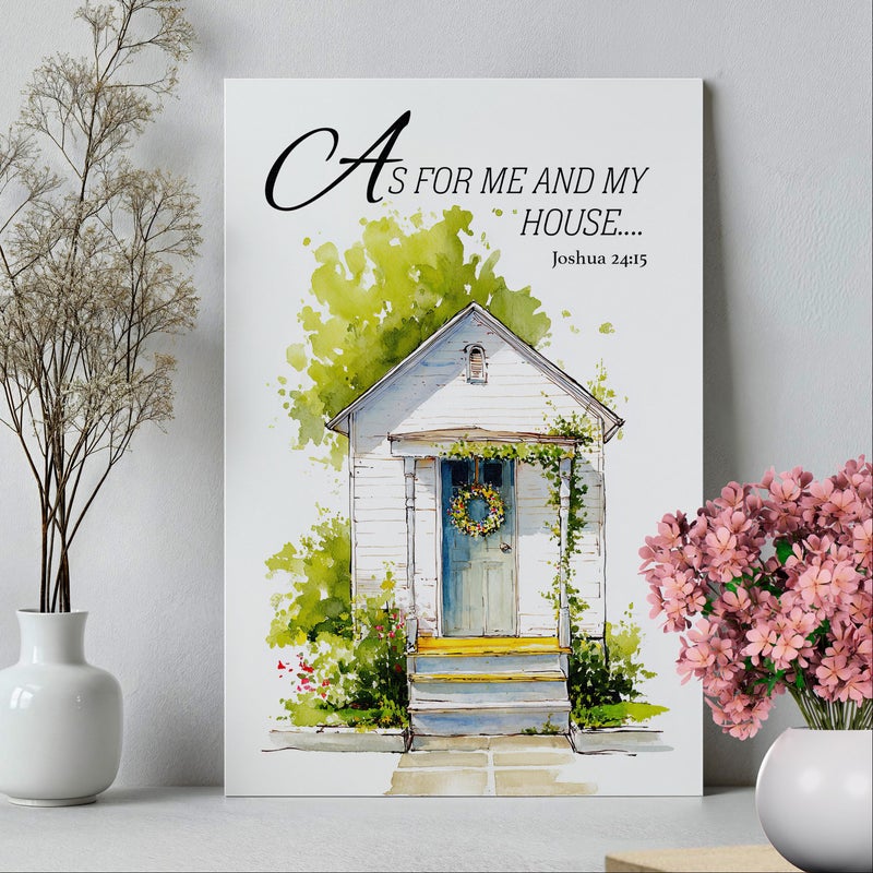 TNESSENTIAL Joshua 24:15 Bible Verse Wall Art Watercolor Cottage Poster or Canvas Print, As For Me and My House Bible Inspirational Christian Decor Gift - Image 4