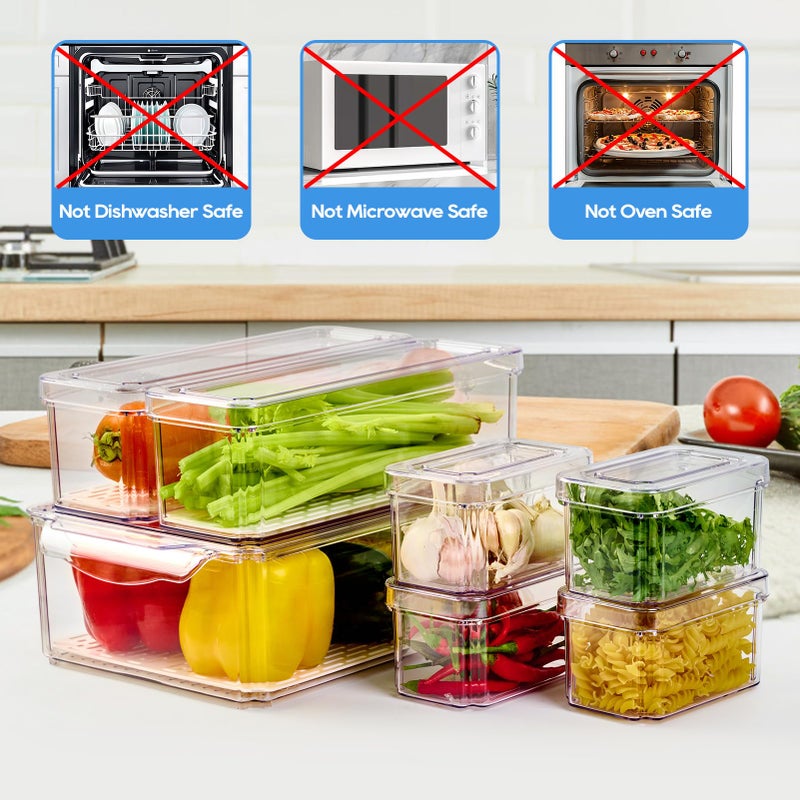 JollyPack 14 Pack Fridge Organizers, Refrigerator Organizer Bins with Lids, BPA Free Stackable Fruit Storage Containers for Fridge, Vegetables, Food and Drinks - Image 2
