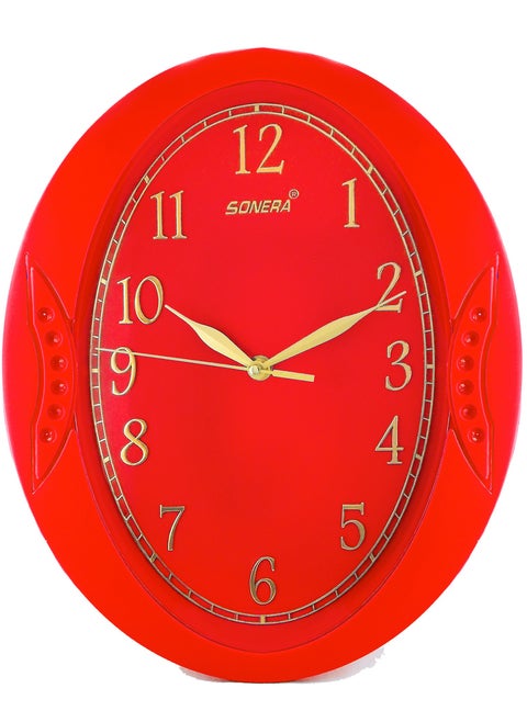 Sonera Wall Clock 1181 – Modern Design – Elegant Red Color – Analog Hands