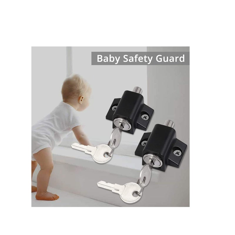 SOLARAE قفل شرفة منزلق، معزز قفل الباب، مزلاج باب الخصوصية، مجموعة مزاليج أبواب الشرفة المنزلقة، قفل أمان نافذة وأبواب الشرفة، قفل نافذة منزلق عالمي 2 قطع باللون الأسود - Image 3