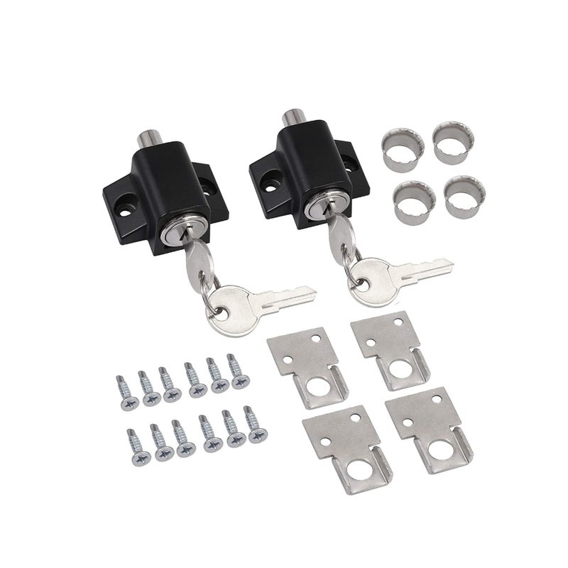 SOLARAE قفل شرفة منزلق، معزز قفل الباب، مزلاج باب الخصوصية، مجموعة مزاليج أبواب الشرفة المنزلقة، قفل أمان نافذة وأبواب الشرفة، قفل نافذة منزلق عالمي 2 قطع باللون الأسود - Image 1