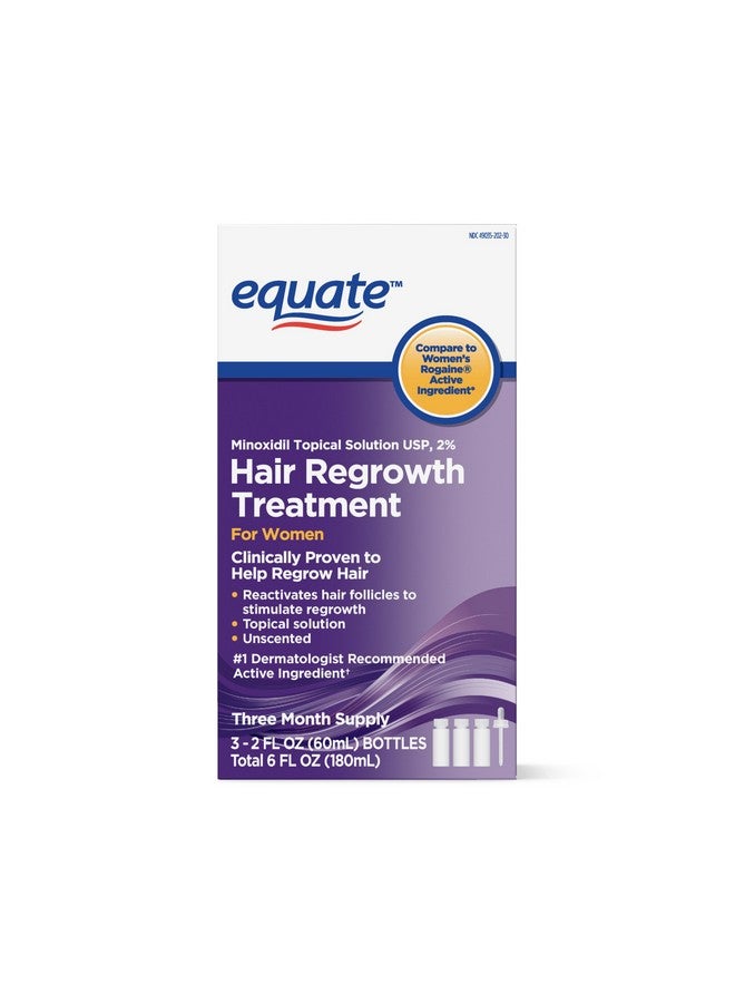 Equate Hair Regrowth Treatment for Women 3 Month Supply USA, 2 Ounces - Image 1