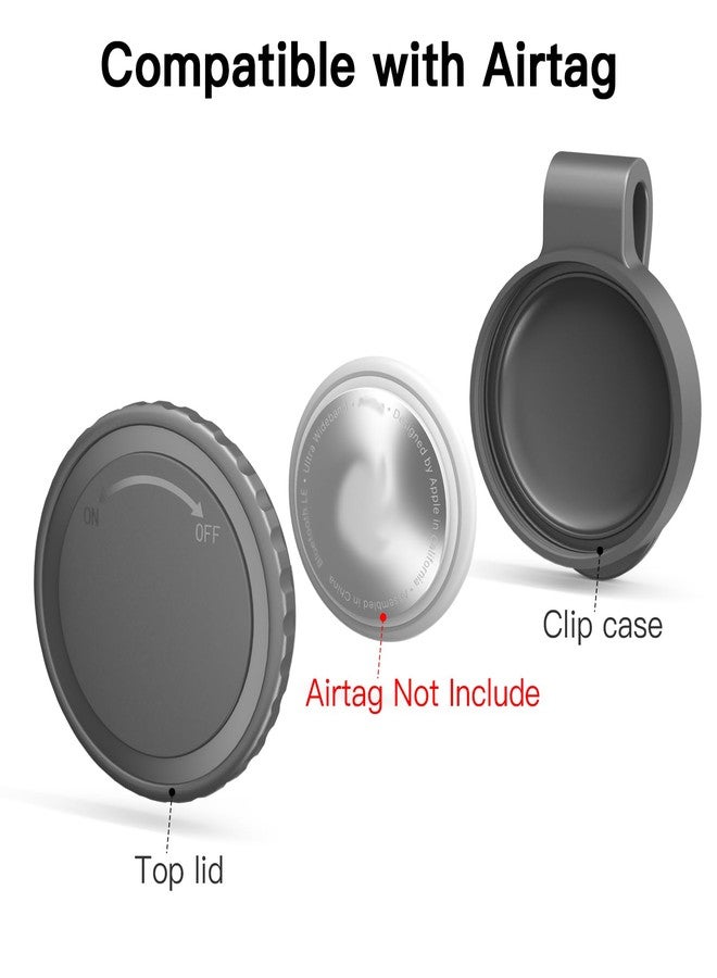 TUDIOW [2 Pack] Waterproof Clip Case Compatible with Airtag, Durable Screw-On Design, Full Protective Anti-Lost GPS Holder for Pets, Backpack, Luggage, Sports Clothing (Gray, Gray) - Image 2