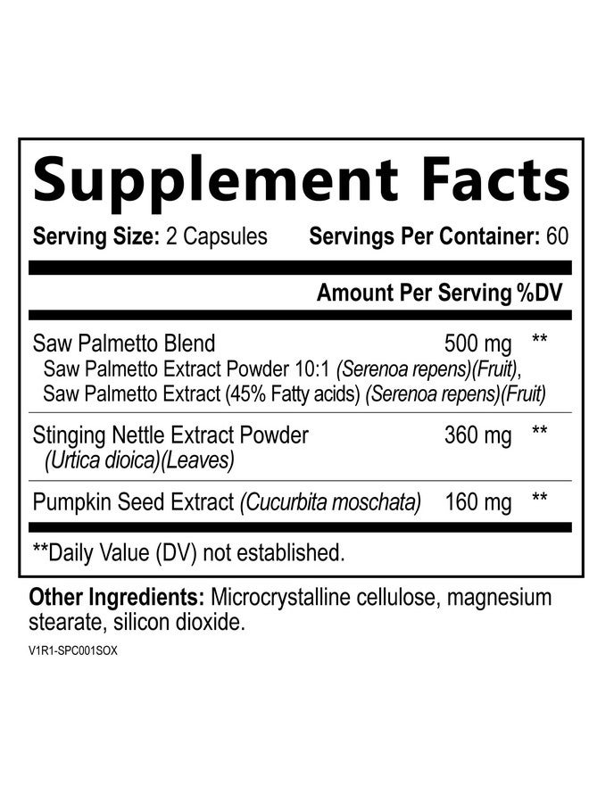 Built by Nature Prostate Supplement with Saw Palmetto - Advanced 3X Formula + Stinging Nettle and Pumpkin Seed Extract - Urinary and Prostate Health Support for Men - 120 Capsules - Image 2