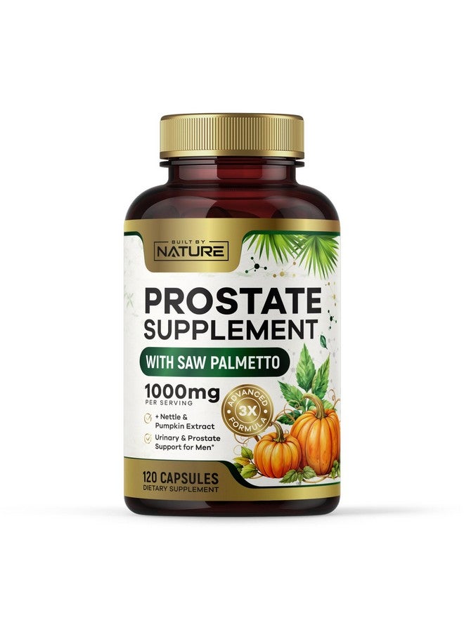 Built by Nature Prostate Supplement with Saw Palmetto - Advanced 3X Formula + Stinging Nettle and Pumpkin Seed Extract - Urinary and Prostate Health Support for Men - 120 Capsules - Image 1