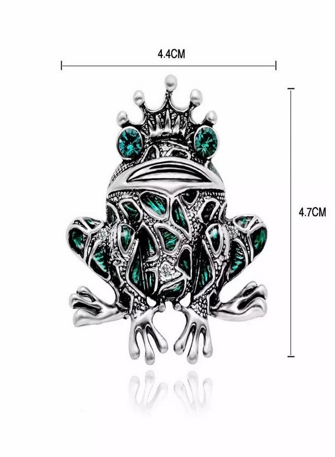 Vientiq Silver-Plated Green Frog Brooch - Image 5