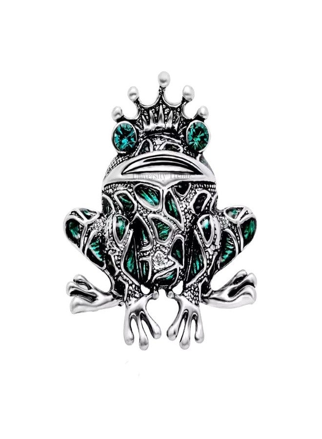 Vientiq Silver-Plated Green Frog Brooch - Image 2