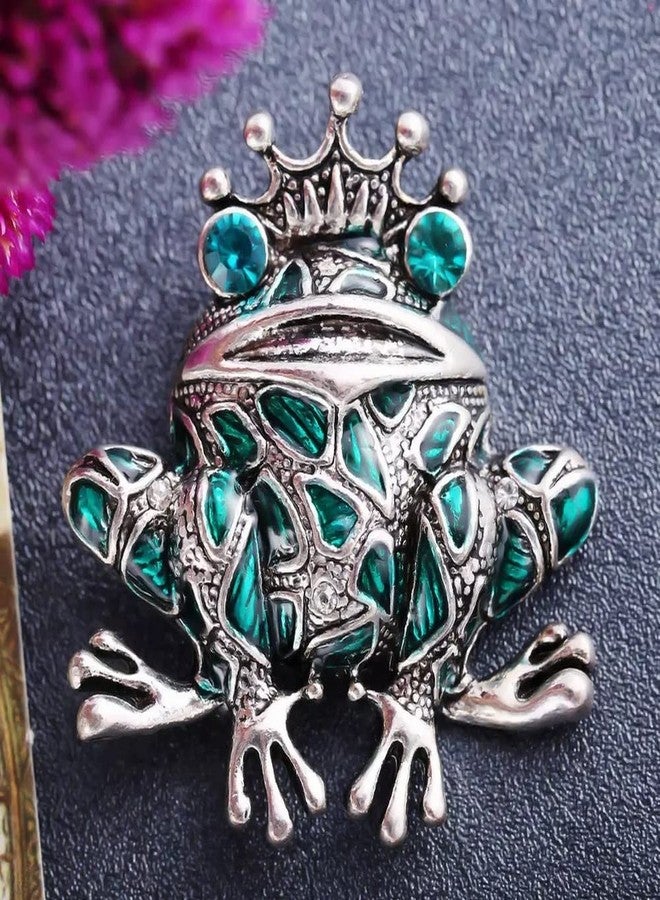 Vientiq Silver-Plated Green Frog Brooch - Image 3