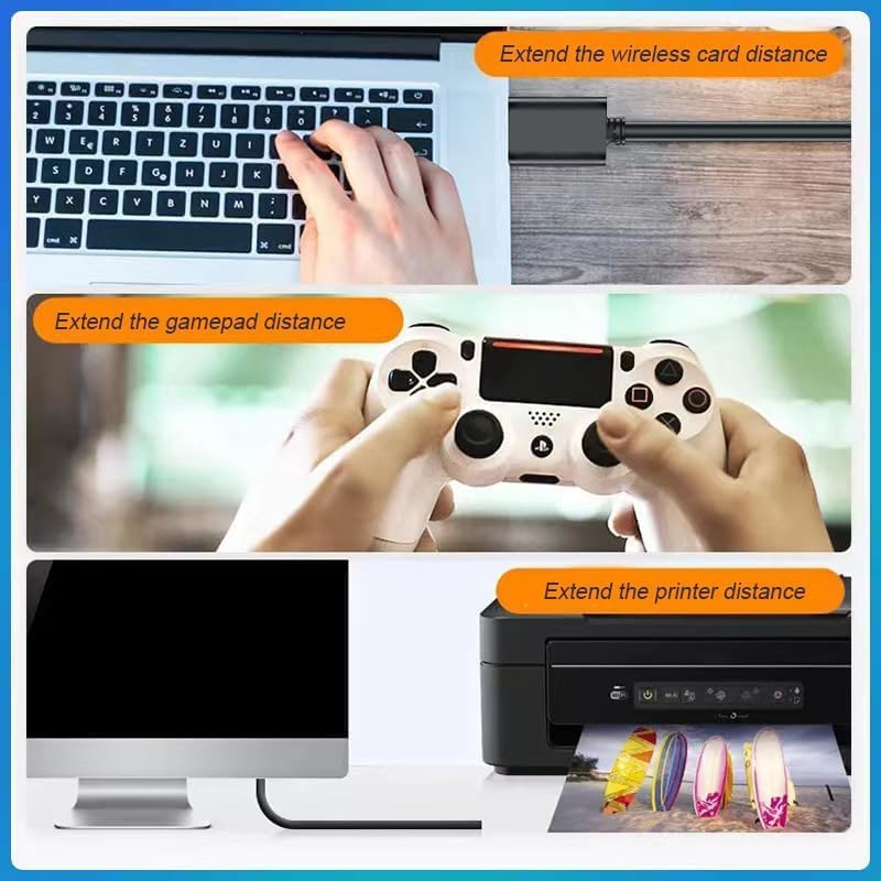 كاست ويف كابل تمديد USB 3.0، ذكر من النوع A إلى أنثى، يتحمل نقل البيانات السريع، متوافق مع لوحة مفاتيح USB، موزع USB، فأرة، طابعة، قرص صلب والمزيد (عبوة من قطعتين، طول 1.65 قدم) - Image 5