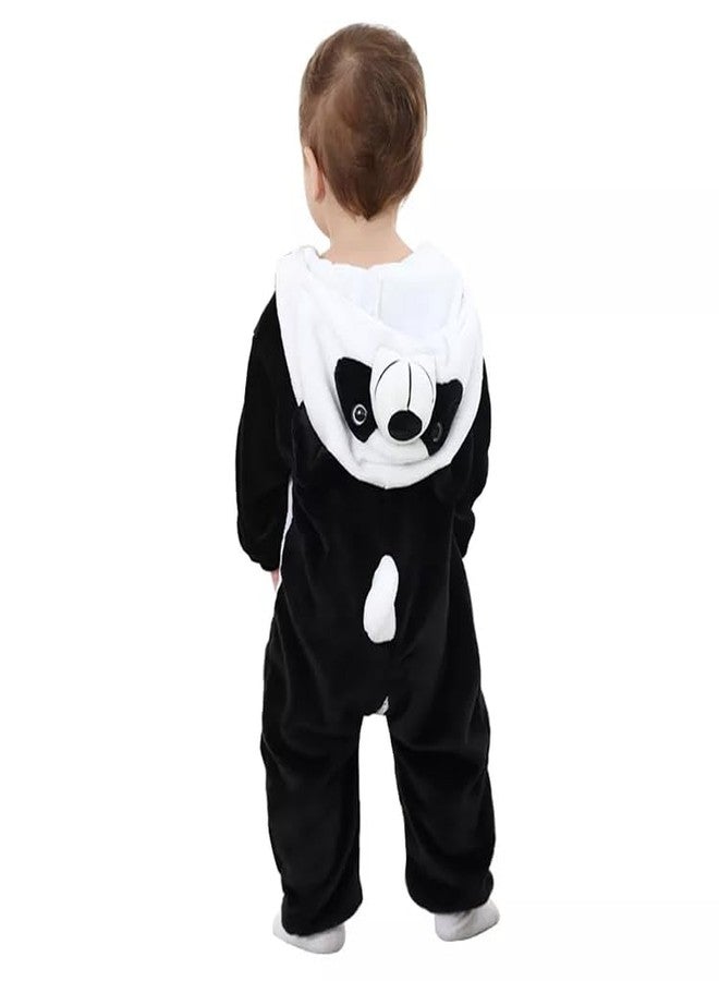 Vaishno Baby Rompers Jumpsuit Winter Autumn Flannel Hooded Romper Cosplay Jumpsuit Kid's and Toddler's Costume Outfit 4-5 Year Baby Boys' & Baby Girls' (H 37") (Black White) - Image 3