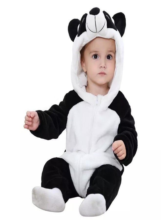 Vaishno Baby Rompers Jumpsuit Winter Autumn Flannel Hooded Romper Cosplay Jumpsuit Kid's and Toddler's Costume Outfit 4-5 Year Baby Boys' & Baby Girls' (H 37") (Black White) - Image 1