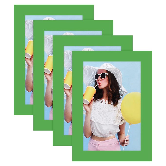 4X6 PICTURE FRAMES SET OF 4 GREEN MADE OF SOLID WOOD PHOTO FRAMES COLORFUL FRAME WITH HD PLEXIGLASS FOR TABLETOP DISPLAY OR WALL