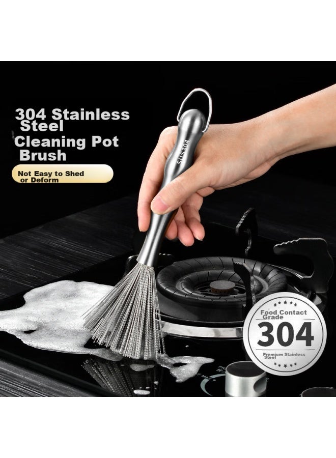 Dipple Dipu'er 304 Stainless Steel Pot Brush, Long Handle Cleaning Brush, Nano High-quality Non-stick Steel Wire Brush, Pot Scrubber, Pot Cleaning Tool  - Image 1
