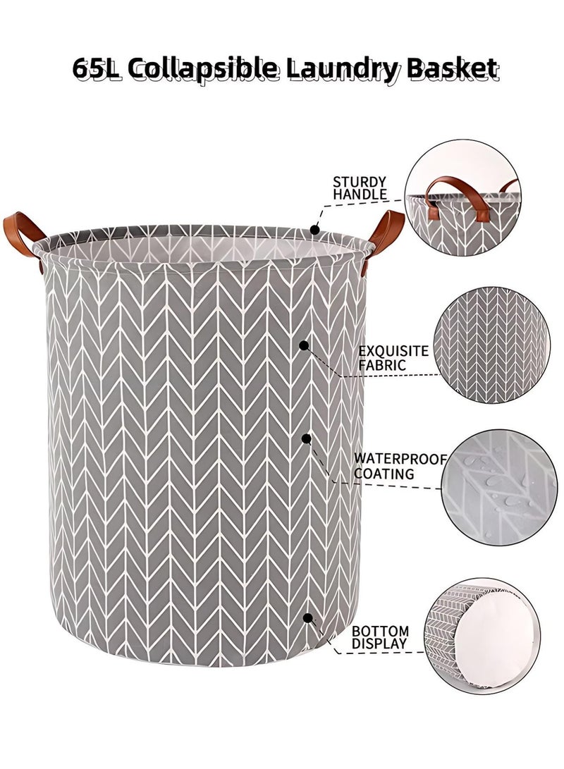 أوجا سَلال غسيل OAGA المضادة للماء (عبوتان)، سلة قابلة للطي 65 لتراً، سلة تخزين للملابس والألعاب والملابس المتسخة في غرفة النوم (رمادي) - Image 2