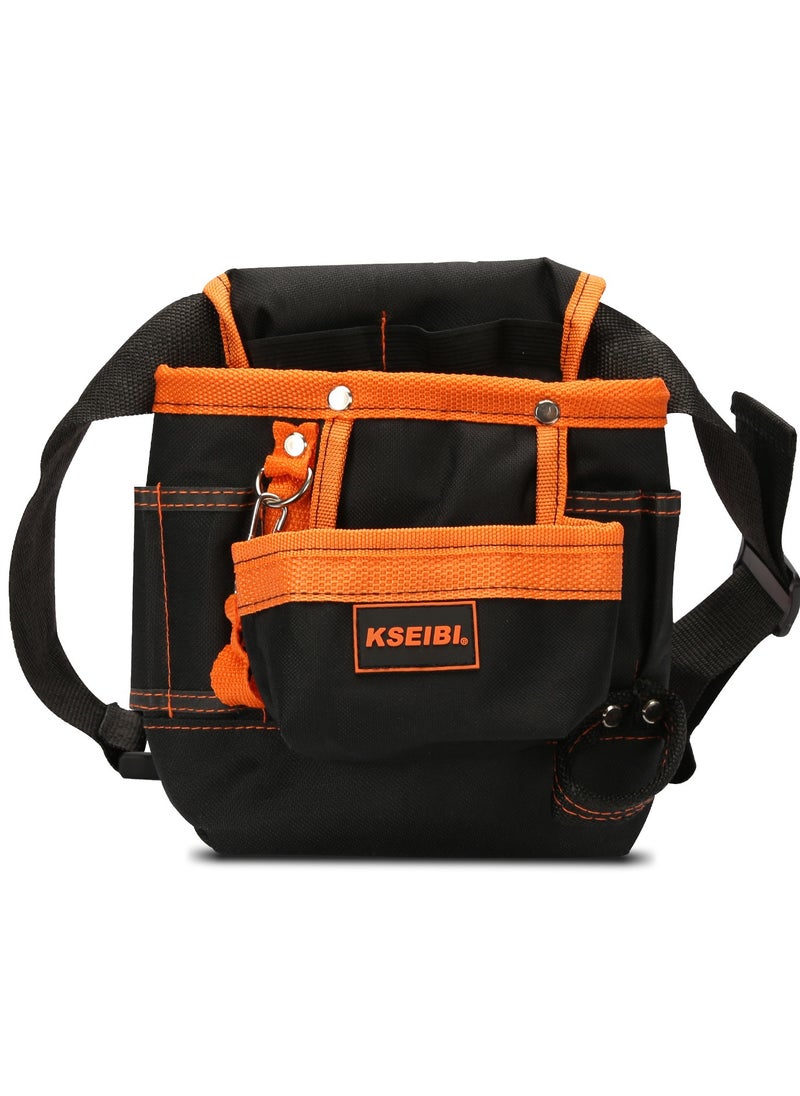 KSEIBI - Electrician's Tool Pouch, Oxford Cloth, To Organize and Carry Essential Tools, Heavy Duty Tool Pouch Bag for Electrician, Carpenter, Handyman, Construction, Framer, Orange & Black. - Image 1