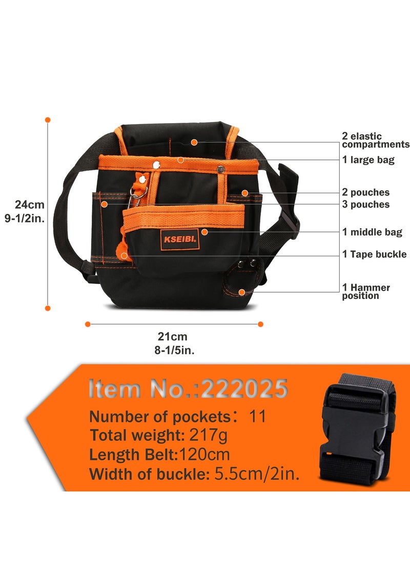 KSEIBI - Electrician's Tool Pouch, Oxford Cloth, To Organize and Carry Essential Tools, Heavy Duty Tool Pouch Bag for Electrician, Carpenter, Handyman, Construction, Framer, Orange & Black. - Image 1