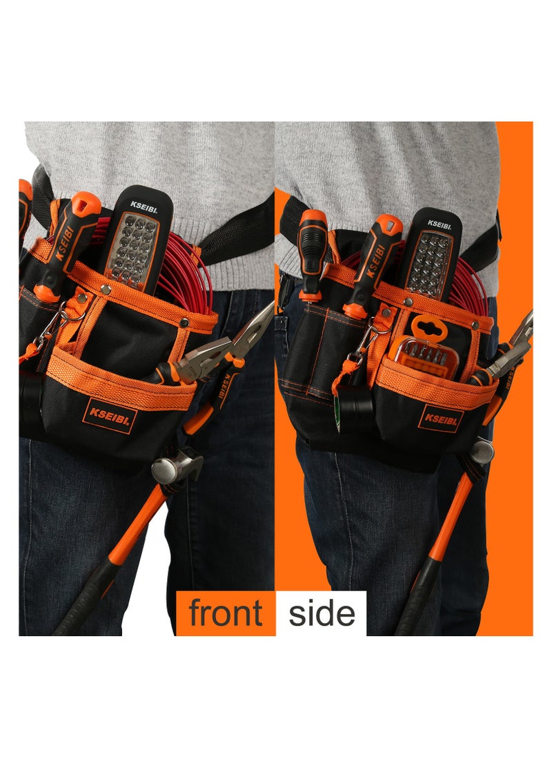 KSEIBI - Electrician's Tool Pouch, Oxford Cloth, To Organize and Carry Essential Tools, Heavy Duty Tool Pouch Bag for Electrician, Carpenter, Handyman, Construction, Framer, Orange & Black. - Image 1