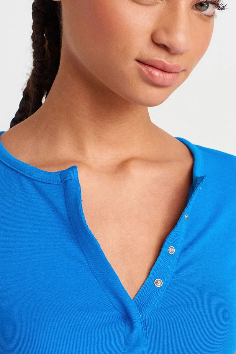 Dilvin Cobalt Blue DILVIN Slim Fit Crop Jersey Blouse for Women | Best Price UAE