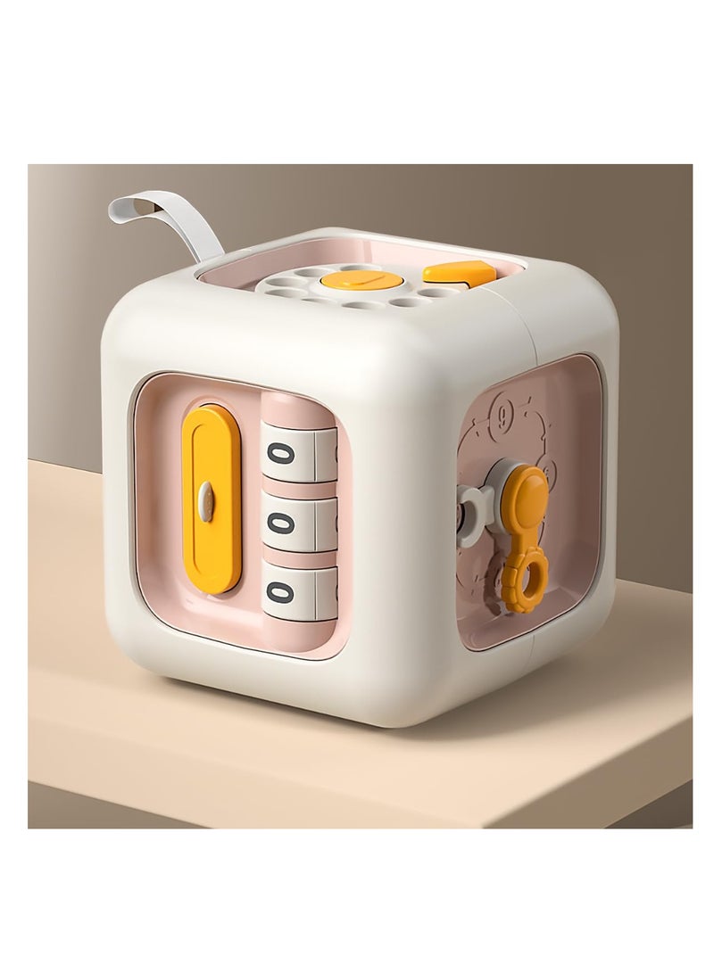 كيو زد ألعاب مونتيسوري للأطفال، ألعاب المكعبات المزدحمة للأطفال، لعبة حسية للسفر للأطفال الصغار من عمر 1 إلى 3 سنوات، تعلم المهارات الحركية الدقيقة، هدايا عيد الميلاد الأول للأولاد والبنات من عمر 18 شهرًا فما فوق (وردي) - Image 1