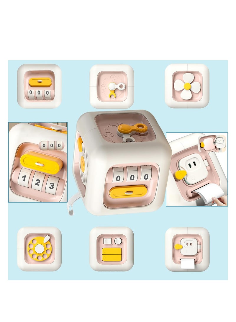 كيو زد ألعاب مونتيسوري للأطفال، ألعاب المكعبات المزدحمة للأطفال، لعبة حسية للسفر للأطفال الصغار من عمر 1 إلى 3 سنوات، تعلم المهارات الحركية الدقيقة، هدايا عيد الميلاد الأول للأولاد والبنات من عمر 18 شهرًا فما فوق (وردي) - Image 2