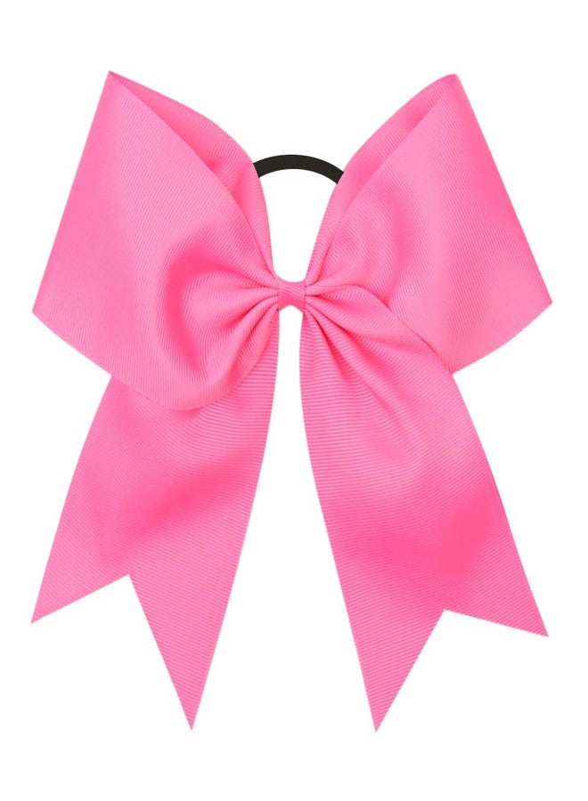 Oaoleer 16PCS 8" Large Cheer Hair Bows Ponytail Holder Elastic Band Handmade for Cheerleading Teen Girls College Sports (Hot Pink, 1 Count (Pack of 16)) - Image 3