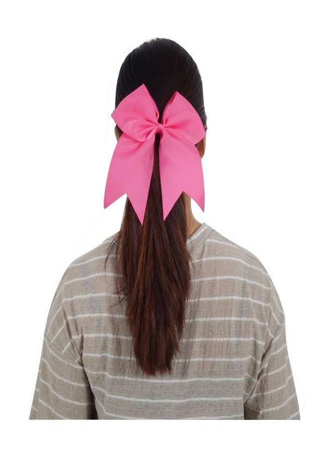 Oaoleer 16PCS 8" Large Cheer Hair Bows Ponytail Holder Elastic Band Handmade for Cheerleading Teen Girls College Sports (Hot Pink, 1 Count (Pack of 16)) - Image 2