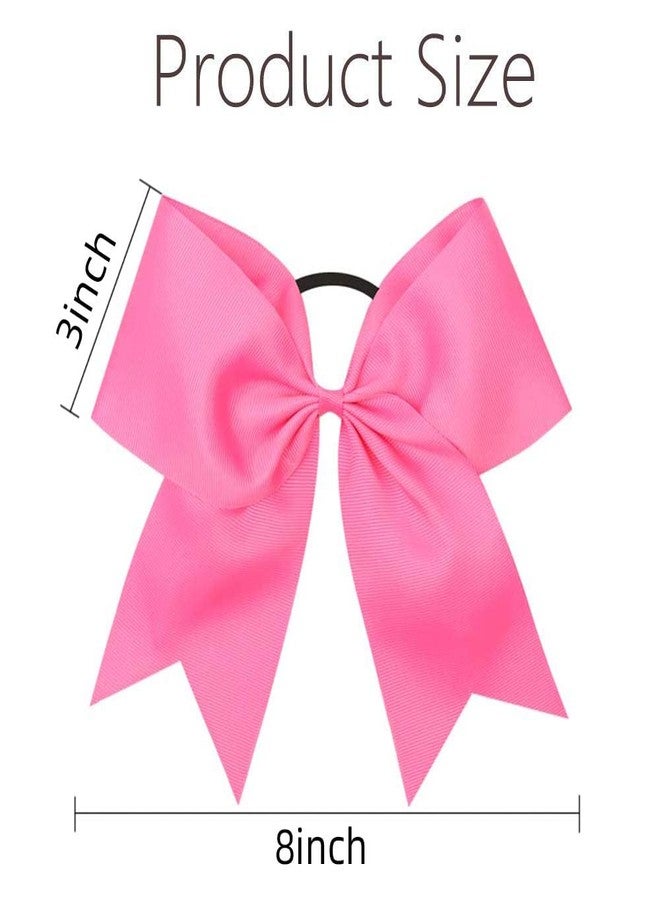 Oaoleer 16PCS 8" Large Cheer Hair Bows Ponytail Holder Elastic Band Handmade for Cheerleading Teen Girls College Sports (Hot Pink, 1 Count (Pack of 16)) - Image 5