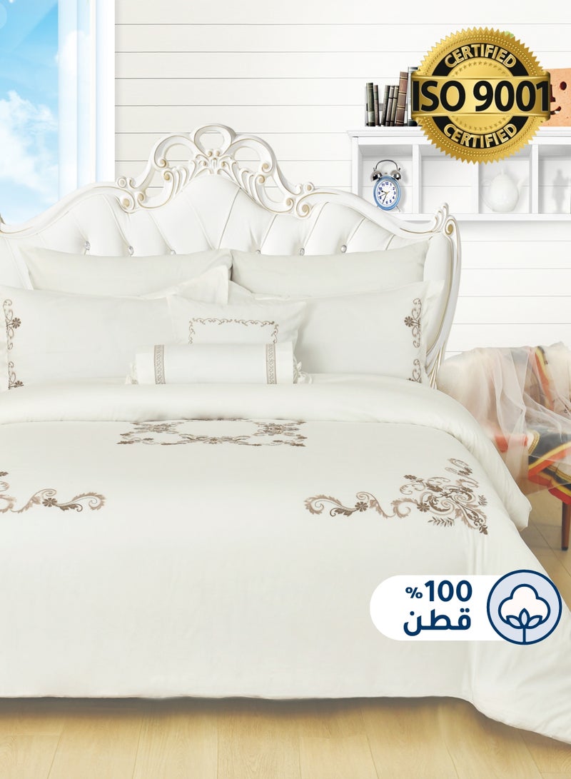 Master Home Textile MASTER Cotton Embroidery Comforter Sets, Fits 200 x 200 cm Double Size Bed, 8 Pcs King Size, 200 TC Cotton  - Image 1