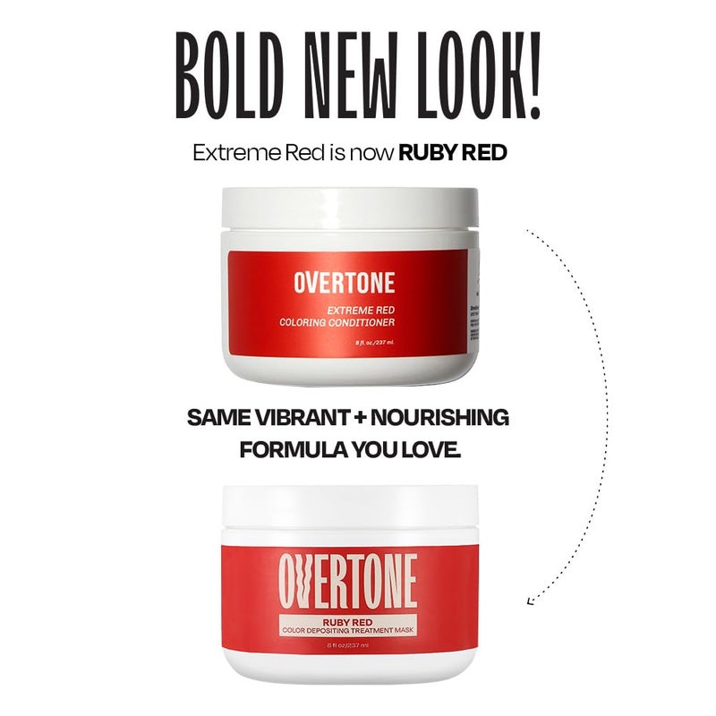 Overtone Semi Permanent Hair Color Conditioner, Extreme Red is now Ruby Red, 8 oz, Nourishing, Damage-Free, Color Depositing Mask for All Hair Types with Shea Butter & Coconut Oil, Cruelty-Free - Image 3
