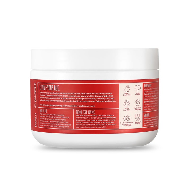 Overtone Semi Permanent Hair Color Conditioner, Extreme Red is now Ruby Red, 8 oz, Nourishing, Damage-Free, Color Depositing Mask for All Hair Types with Shea Butter & Coconut Oil, Cruelty-Free - Image 2