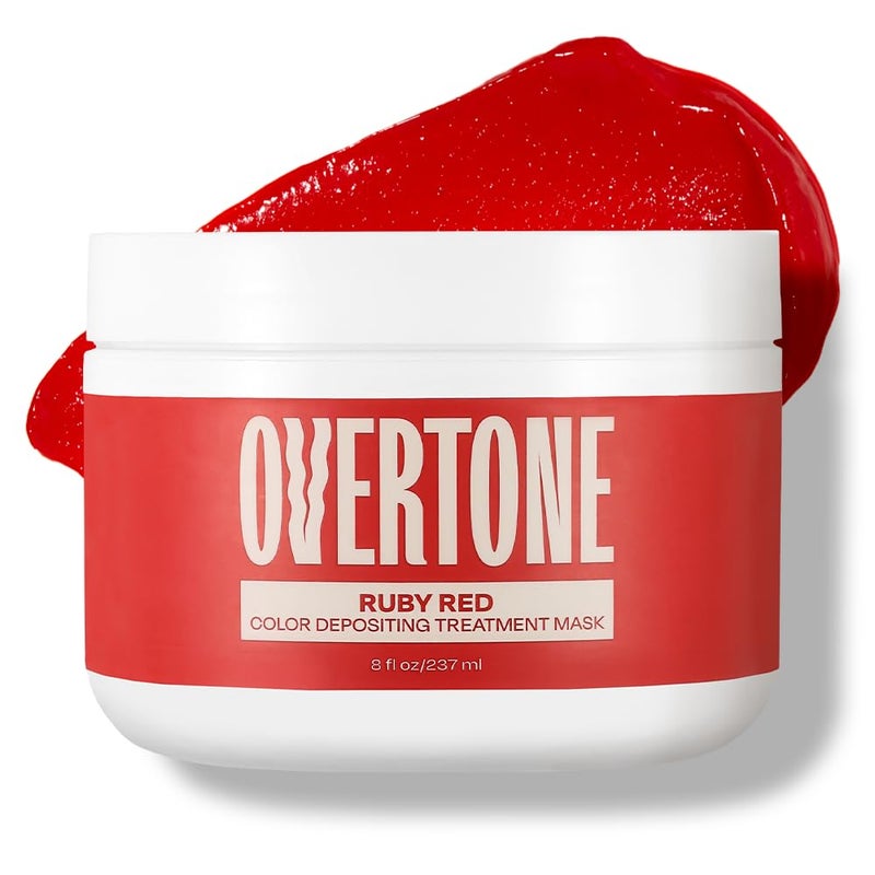 Overtone Semi Permanent Hair Color Conditioner, Extreme Red is now Ruby Red, 8 oz, Nourishing, Damage-Free, Color Depositing Mask for All Hair Types with Shea Butter & Coconut Oil, Cruelty-Free - Image 1