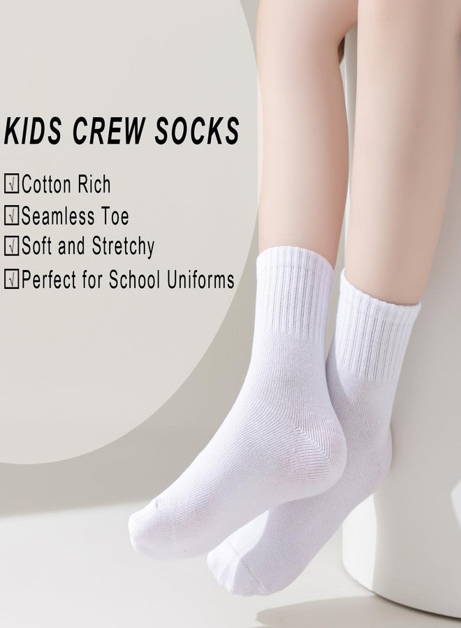 EPEIUS Unisex Kids Crew Socks Toddler Boys Dress Sox Soft Cotton Seamless School Socks for Girls 3-5 Years White 4 Pairs Size S - Image 3