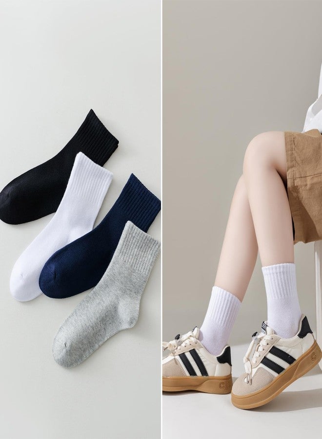 EPEIUS Unisex Kids Crew Socks Toddler Boys Dress Sox Soft Cotton Seamless School Socks for Girls 3-5 Years White 4 Pairs Size S - Image 2