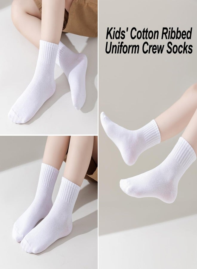 EPEIUS Unisex Kids Crew Socks Toddler Boys Dress Sox Soft Cotton Seamless School Socks for Girls 3-5 Years White 4 Pairs Size S - Image 5